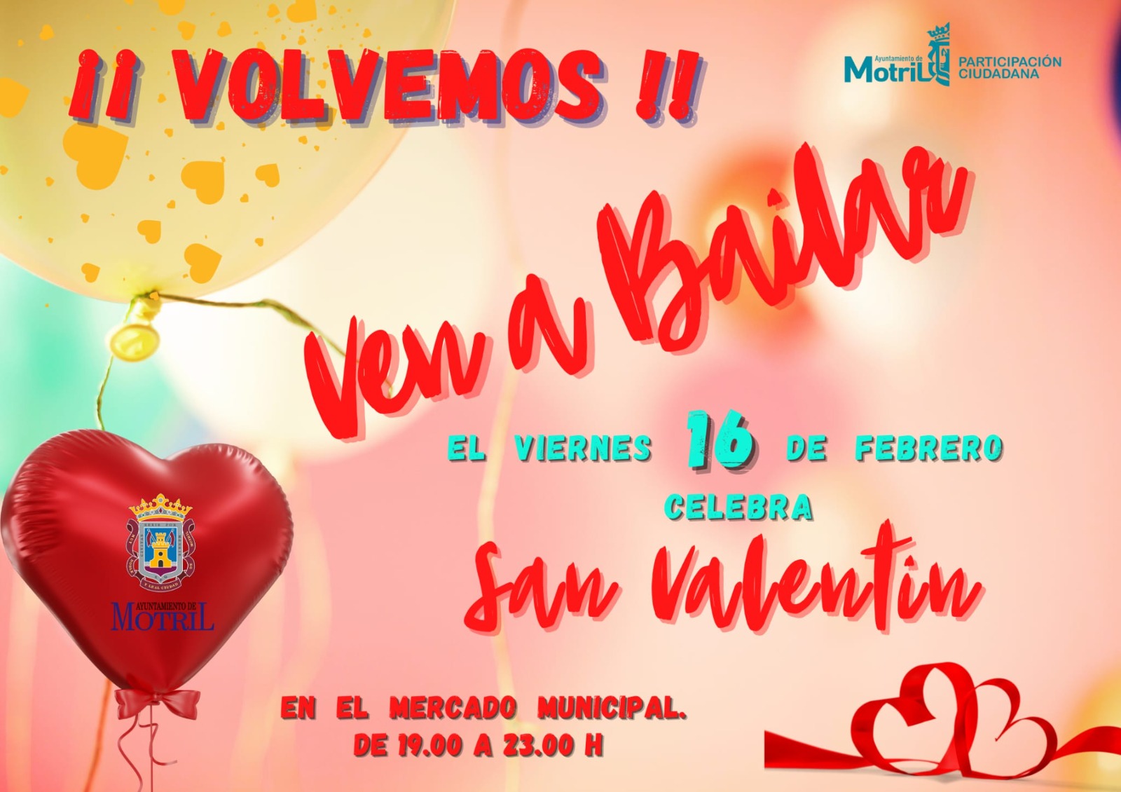 Los motrileos tienen una cita con Ven a Bailar este viernes en el mercado de San Agustn vistindose de San Valentn